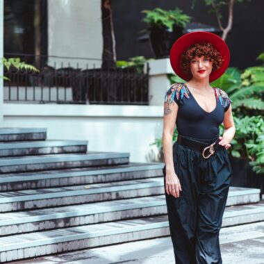 Stylish Woman Wearing Red Hat